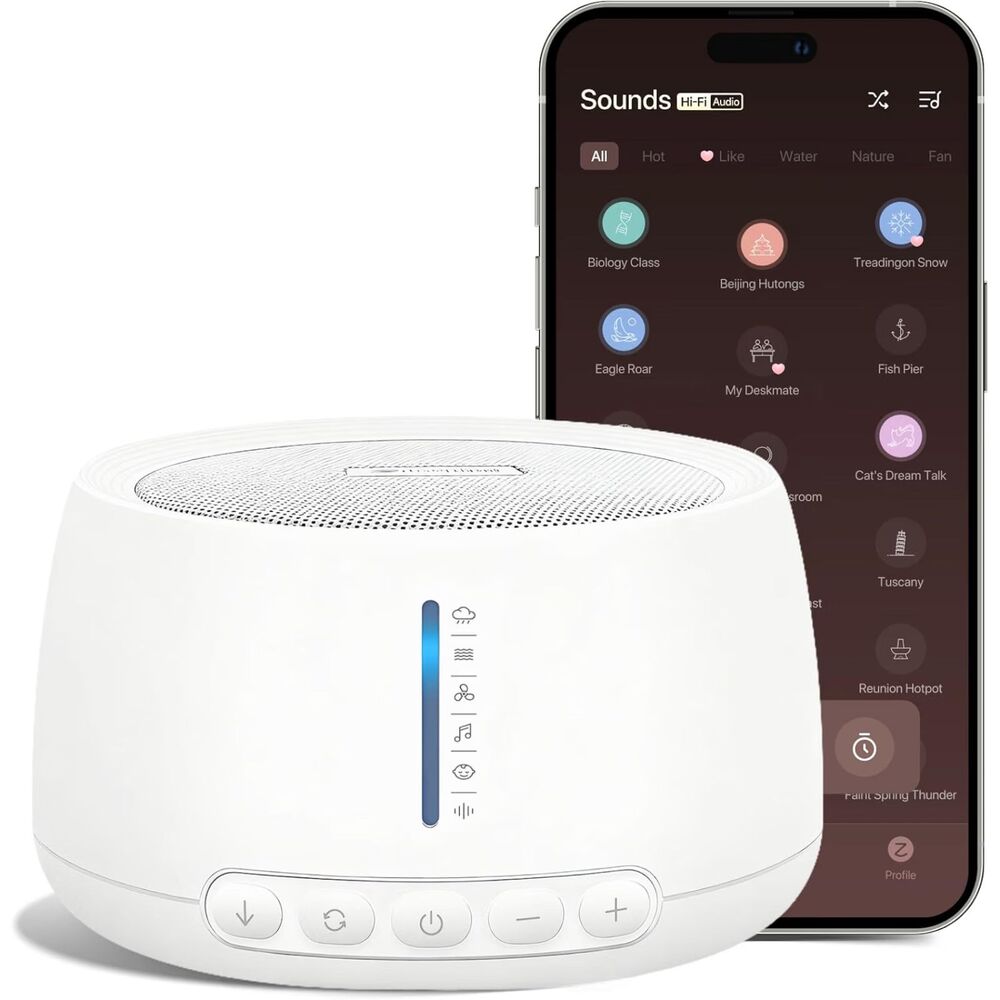 Rechargeable White Noise Machine 18 Sounds + 1-Year Premium App